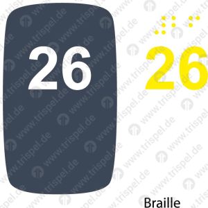 Sitzplatznummer 26Braille + Prismenschrift