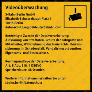VideoüberwachungS-Bahn Berlin GmbHElisabeth-Schwarzhaupt-Platz 110115 Berlindatenschutz.regio@deutschebahn.comEinsatz VBB