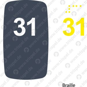 Sitzplatznummer 31,Braille + Prismenschrift