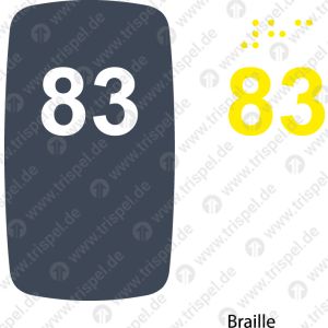 Sitzplatznummer 83,Braille + Prismenschrift