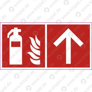 Feuerlöscher und Richtungspfeil(Symboldarstellung nach DIN EN ISO 7010:2012-10)