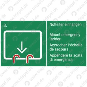 Notleiter einhängen4-sprachig D, E, F, I