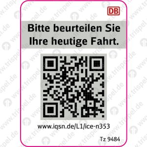 QR - Code Kundenzufriedenheitn353_Tz 9484 für ICE 4- auf Bogen mit 12 Nutzen !