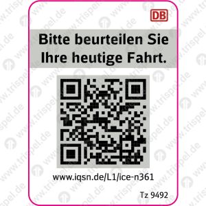 QR - Code Kundenzufriedenheitn361_Tz 9492 für ICE 4- auf Bogen mit 12 Nutzen !