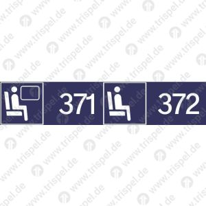 Sitzplatzreservierung 371/372 (vordere Ziffer Fensterplatz - hintere Ziffer Gangplatz) nebeneinander