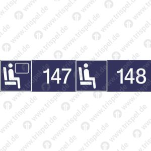 Sitzplatzreservierung 147/148 (vordere Ziffer Fensterplatz - hintere Ziffer Gangplatz) nebeneinander