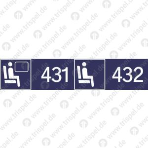 Sitzplatzreservierung 431/432 (vordere Ziffer Fensterplatz - hintere Ziffer Gangplatz) nebeneinander