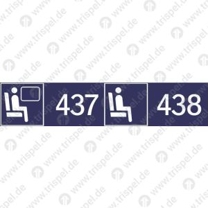 Sitzplatzreservierung 437/438 (vordere Ziffer Fensterplatz - hintere Ziffer Gangplatz) nebeneinander