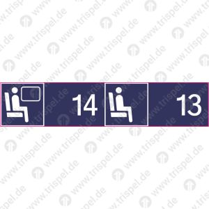 Sitzplatzreservierung 14/13 (vordere Ziffer Fensterplatz - hintere Ziffer Gangplatz) nebeneinanderfür Stadler KISS