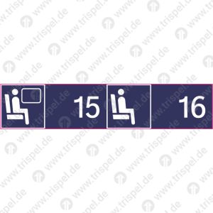 Sitzplatzreservierung 15/16 (vordere Ziffer Fensterplatz - hintere Ziffer Gangplatz) nebeneinanderfür Stadler KISS