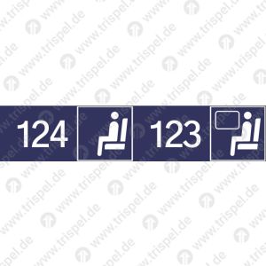 Sitzplatzreservierung 124/123 (vordere Ziffer Gangplatz - hintere Ziffer Fensterplatz) nebeneinander