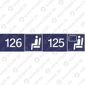 Sitzplatzreservierung 126/125 (vordere Ziffer Gangplatz - hintere Ziffer Fensterplatz) nebeneinander