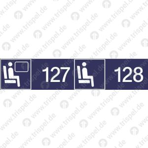 Sitzplatzreservierung 127/128 (vordere Ziffer Fensterplatz - hintere Ziffer Gangplatz) nebeneinander