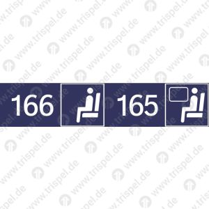 Sitzplatzreservierung 166/165 (vordere Ziffer Gangplatz - hintere Ziffer Fensterplatz) nebeneinander