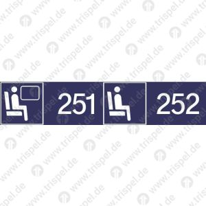 Sitzplatzreservierung 251/252 (vordere Ziffer Fensterplatz - hintere Ziffer Gangplatz) nebeneinander