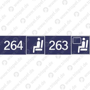 Sitzplatzreservierung 264/263 (vordere Ziffer Gangplatz - hintere Ziffer Fensterplatz) nebeneinander