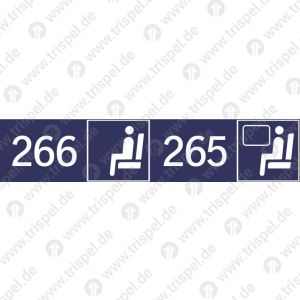 Sitzplatzreservierung 266/265 (vordere Ziffer Gangplatz - hintere Ziffer Fensterplatz) nebeneinander