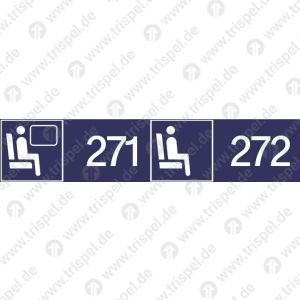 Sitzplatzreservierung 271/272 (vordere Ziffer Fensterplatz - hintere Ziffer Gangplatz) nebeneinander