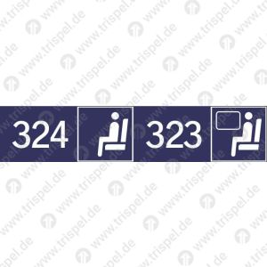 Sitzplatzreservierung 324/323 (vordere Ziffer Gangplatz - hintere Ziffer Fensterplatz) nebeneinander