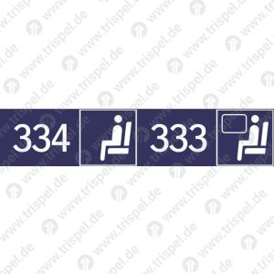 Sitzplatzreservierung 334/333 (vordere Ziffer Gangplatz - hintere Ziffer Fensterplatz) nebeneinander