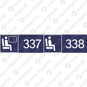 Sitzplatzreservierung 337/338 (vordere Ziffer Fensterplatz - hintere Ziffer Gangplatz) nebeneinander