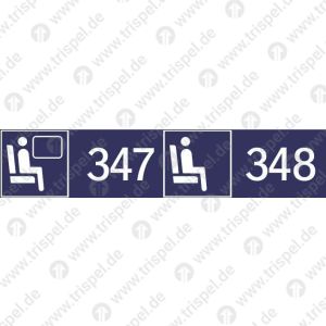 Sitzplatzreservierung 347/348 (vordere Ziffer Fensterplatz - hintere Ziffer Gangplatz) nebeneinander