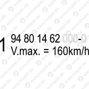 Führerstand 1 mit 12-stelliger Wagennummer 94 80 14 62 XXX-XV. max. = 160 km/hFST / DISA 4-TeilerVariabel