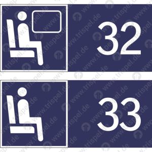 Sitzplatzreservierung 32 / 33 (vordere Ziffer Fensterplatz - hintere Ziffer Gangplatz ) Anordnung untereinander - Einzelformat 36 x 16 mm