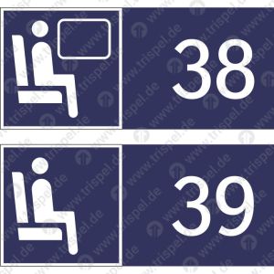 Sitzplatzreservierung 38 / 39 (vordere Ziffer Fensterplatz - hintere Ziffer Gangplatz ) Anordnung untereinander - Einzelformat 36 x 16 mm