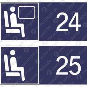Sitzplatzreservierung 25 / 24 (vordere Ziffer Fensterplatz - hintere Ziffer Gangplatz ) Anordnung untereinander - Einzelformat 36 x 16 mm