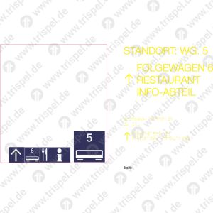 BLS-Beschriftung STANDORT: WG. 5FOLGEWAGEN 6RESTAURANTINFO-ABTEILPrismen- u. BrailleschriftICE 1 Redesign