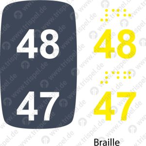 Sitzplatznummer 48 + 47Braille + Prismenschrift
