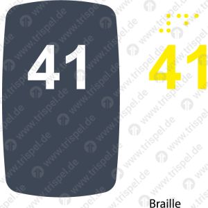 Sitzplatznummer 41Braille + Prismenschrift