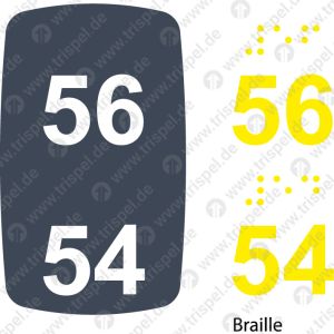 Sitzplatznummer 56 + 54Braille + Prismenschrift