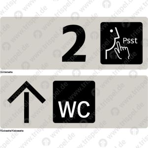 Piktogrammstreifen doppelseitig2. Klasse + RuhebereichRichtungspfeil + WCAnschlag links