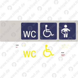 Piktogrammstreifen WC + Rollstuhl + WickeltischAnschlag links