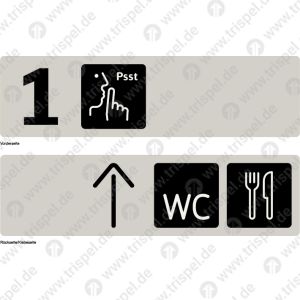 Piktogrammstreifen doppelseitigRichtungspfeil + WC + Restaurant1. Klasse + RuhebereichAnschlag rechts