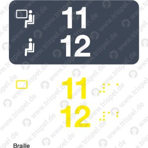 Sitzplatznummer 11/12 Fensterplatz / Gangplatz