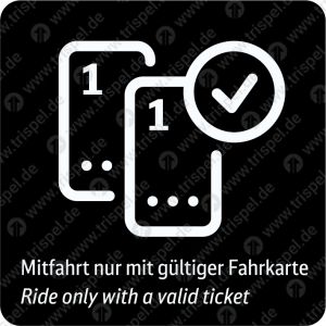 1. KlasseFahrscheinverkauf / Mitfahrt nur mit gültiger Fahrkarte2-sprachig„Neue Kennzeichnung/Bildsprache 2021“Anbringung nur im Außenbereich