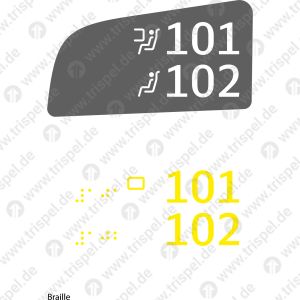 Sitzplatznummer 2. KlasseFensterplatz / Gangplatz101 / 102 - linke SeiteEinsatz BR408