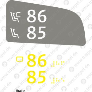 Sitzplatznummer 1. KlasseFensterplatz / Gangplatz86 / 85 - rechte SeiteEinsatz BR408