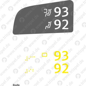 Sitzplatznummer 1. KlasseFensterplatz / Gangplatz 93 / 92 - linke SeiteEinsatz BR408