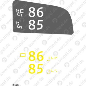 Sitzplatznummer 1. KlasseFensterplatz / Gangplatz86 / 85 - rechte SeiteEinsatz BR408