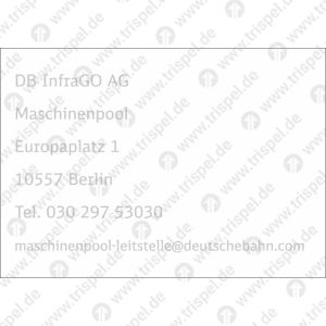 FahrzeughalterDB InfraGO AGMaschinenpoolEuropaplatz 110557 BerlinTel. 030 297 53030maschinenpool-leitstelle@deutschebahn.com