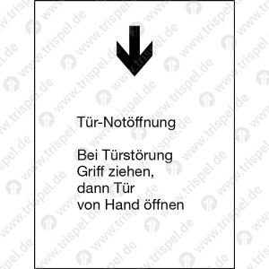 Notentriegelung : Tür-NotöffnungBei Türstörung Griff ziehen, dann Tür von Hand öffnen