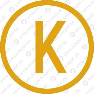 Kennzeichen „K“ im Kreis, für Kunststoffklötzefür TUTOPROM-Beschichtung