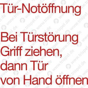 Tür-Notöffnung Bei Türstörung Griff ziehen, dann Tür von Hand öffnen