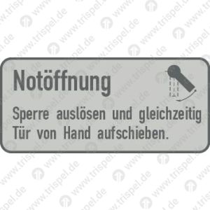 Notöffnung Sperre auslösen und gleichzeitig Tür von Hand aufschieben
