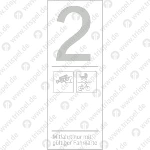 Infofeld 2. Klasse Kameraüberwacht, Mehrzweckraum Kinderwagen/FahrradMitfahrt nur mit gültiger Fahrkarte
