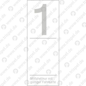Infofeld 1. Klasse Mitfahrt nur mit gültiger Fahrkarte, Informationskartuschefür Tutoprom-Beschichtung